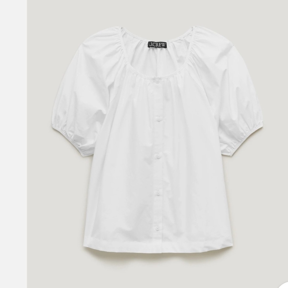 J.Crew White Women's Puff-Sleeve Button Front Top size M NEW